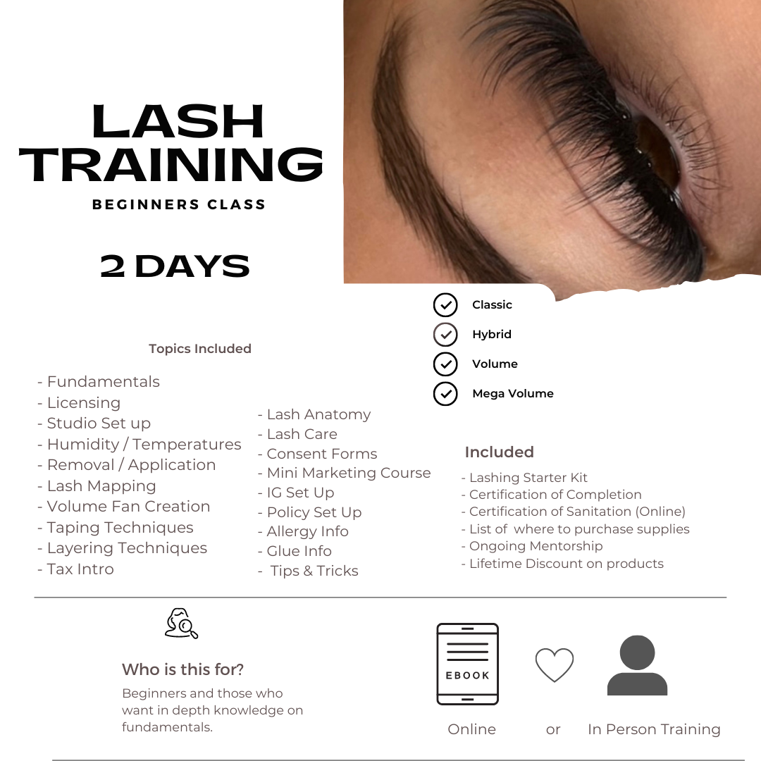 (2 Day In Person + Online Course) Beginners Lash Training Ticket