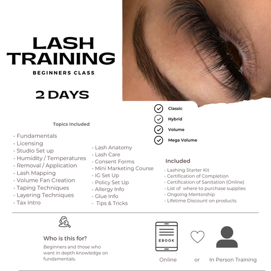 (2 Day In Person + Online Course) Beginners Lash Training Ticket